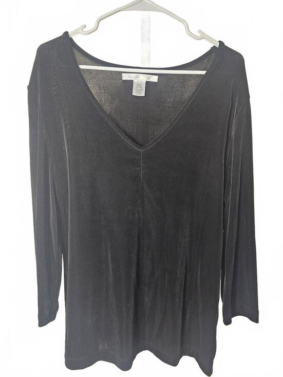 kiara Tops - Kiara Black Long Sleeve V-Neck Top XL